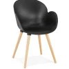 Chaise design scandinave 'PICATA' noire avec pieds en bois