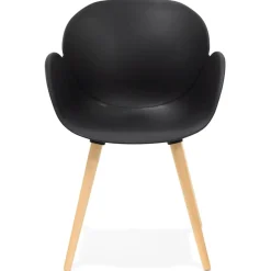 Chaise design scandinave 'PICATA' noire avec pieds en bois