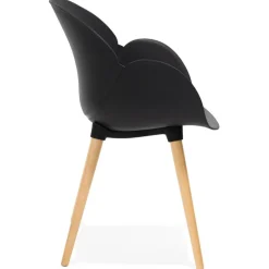 Chaise design scandinave 'PICATA' noire avec pieds en bois