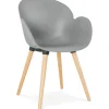 Chaise design scandinave 'PICATA' grise avec pieds en bois