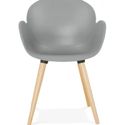 Chaise design scandinave 'PICATA' grise avec pieds en bois