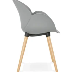 Chaise design scandinave 'PICATA' grise avec pieds en bois