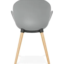 Chaise design scandinave 'PICATA' grise avec pieds en bois