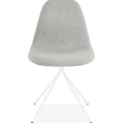 Chaise design 'TAMARA' en tissu gris avec pied en métal blanc
