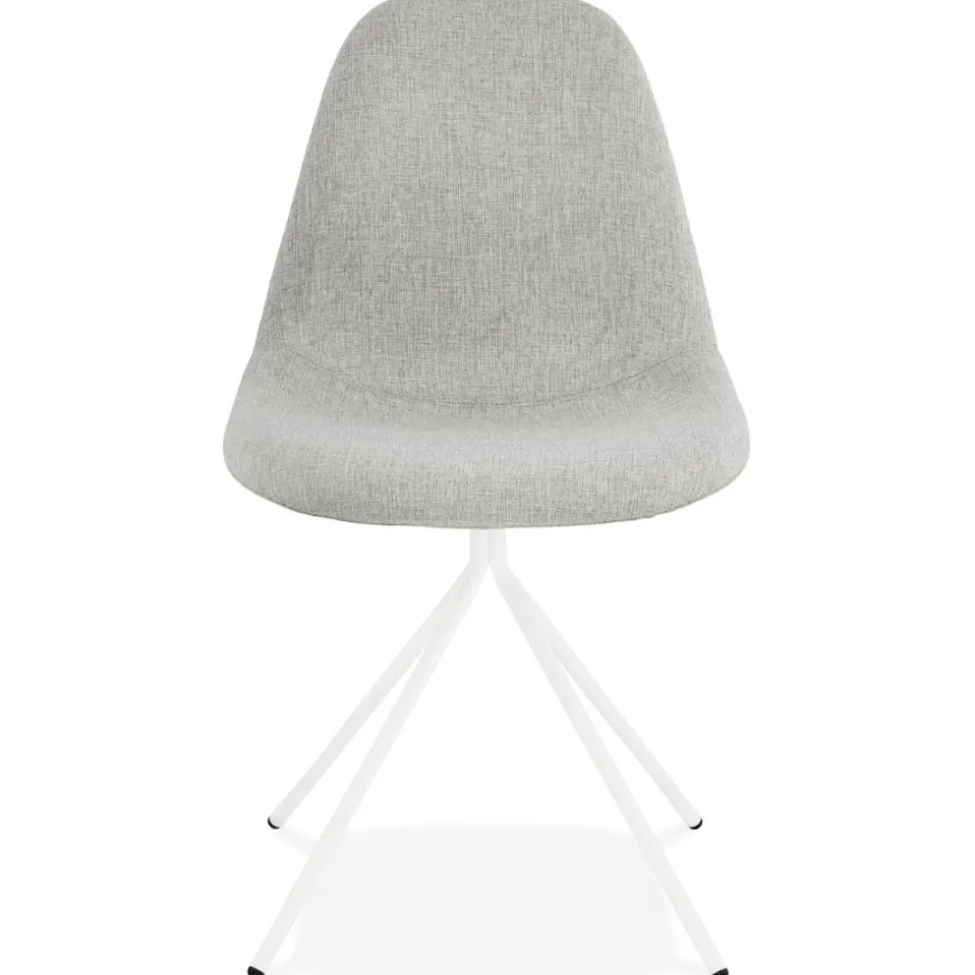 Chaise design 'TAMARA' en tissu gris avec pied en métal blanc