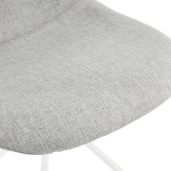 Chaise design 'TAMARA' en tissu gris avec pied en métal blanc