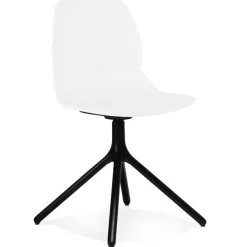 Chaise design 'TUCANA' blanche avec pieds en métal noir