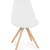 Chaise design 'VALENTINE' en tissu bouloché blanc style scandinave