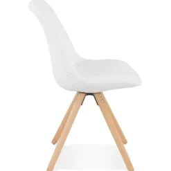 Chaise design 'VALENTINE' en tissu bouloché blanc style scandinave