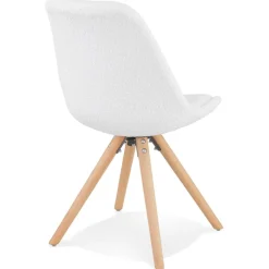 Chaise design 'VALENTINE' en tissu bouloché blanc style scandinave