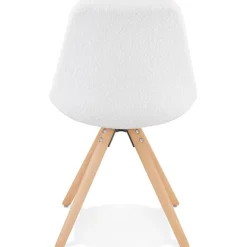 Chaise design 'VALENTINE' en tissu bouloché blanc style scandinave