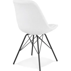 Chaise design 'VIOLETTE' en tissu bouloché blanc style industriel