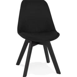 Chaise design 'WILLY' en tissu et bois noir