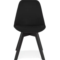 Chaise design 'WILLY' en tissu et bois noir