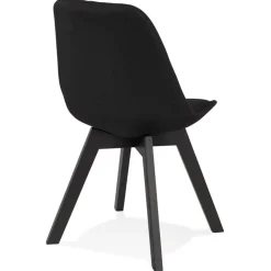 Chaise design 'WILLY' en tissu et bois noir