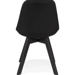 Chaise design 'WILLY' en tissu et bois noir