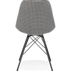 Chaise design 'ZAZY' en tissu pied de poule et pieds en métal noir