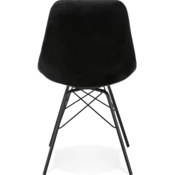 Chaise design 'ZAZY' en velours noir et pieds en métal noir