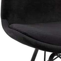 Chaise design 'ZAZY' en velours noir et pieds en métal noir