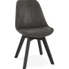 Chaise en microfibre grise 'AXEL' avec structure en bois noir