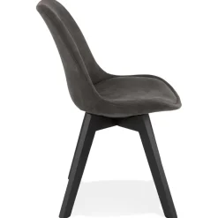 Chaise en microfibre grise 'AXEL' avec structure en bois noir