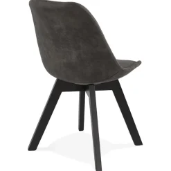 Chaise en microfibre grise 'AXEL' avec structure en bois noir