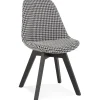 Chaise en tissu pied de poule 'JOE' avec structure en bois noir