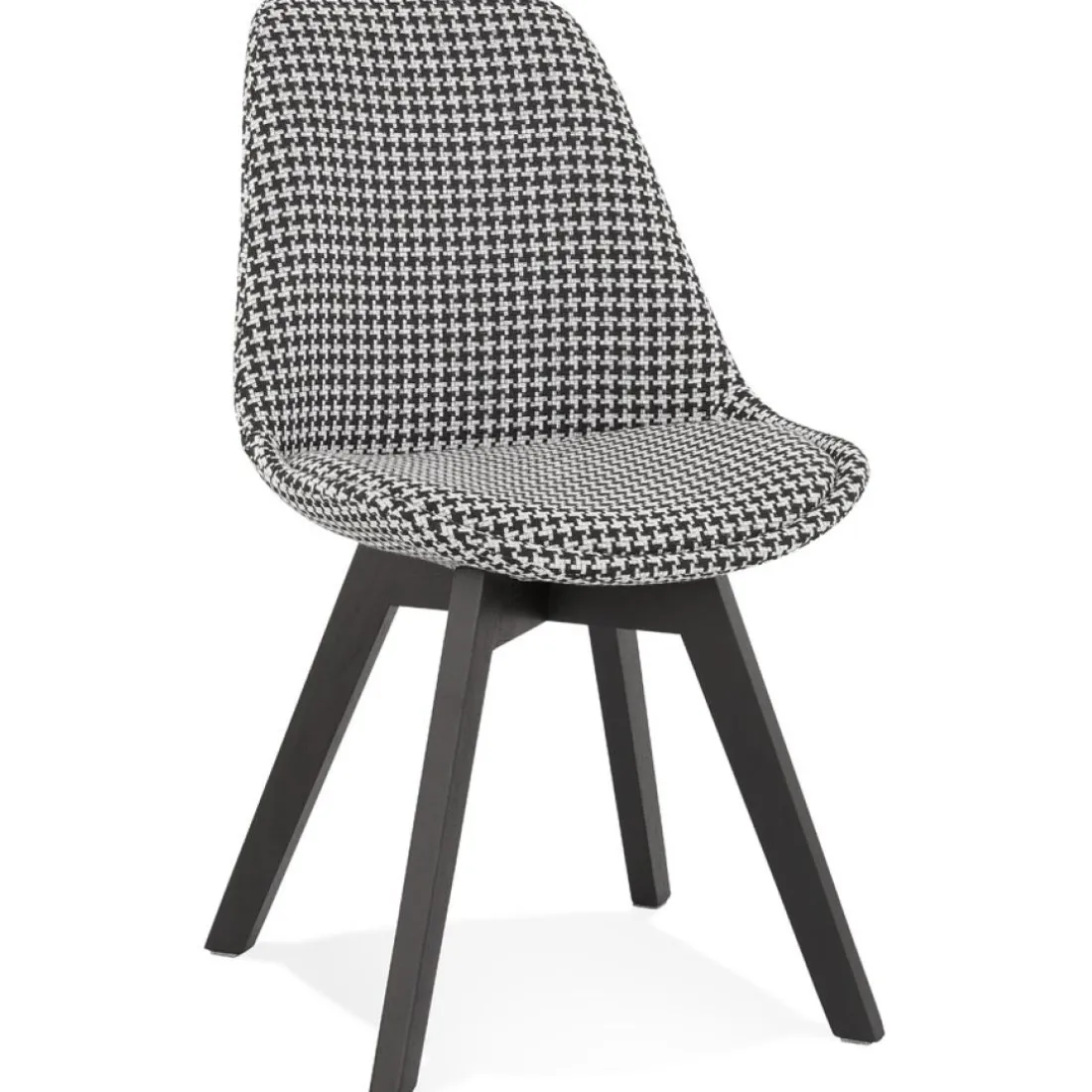 Chaise en tissu pied de poule 'JOE' avec structure en bois noir