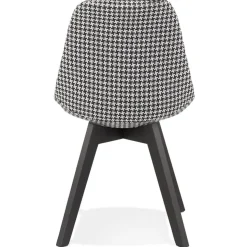 Chaise en tissu pied de poule 'JOE' avec structure en bois noir