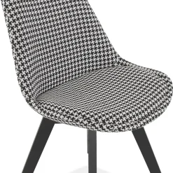Chaise en tissu pied de poule 'JOE' avec structure en bois noir