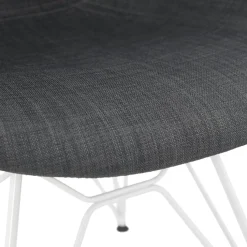 Chaise moderne 'ATOL' en tissu gris foncé avec pieds en métal blanc