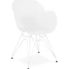 Chaise moderne 'FIDJI' blanche avec pieds en métal blanc
