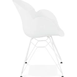 Chaise moderne 'FIDJI' blanche avec pieds en métal blanc