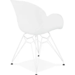 Chaise moderne 'FIDJI' blanche avec pieds en métal blanc