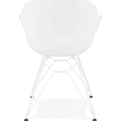 Chaise moderne 'FIDJI' blanche avec pieds en métal blanc