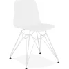 Chaise moderne 'GAUDY' blanche avec pied en métal blanc