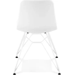 Chaise moderne 'GAUDY' blanche avec pied en métal blanc