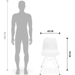Chaise moderne 'GAUDY' blanche avec pied en métal blanc