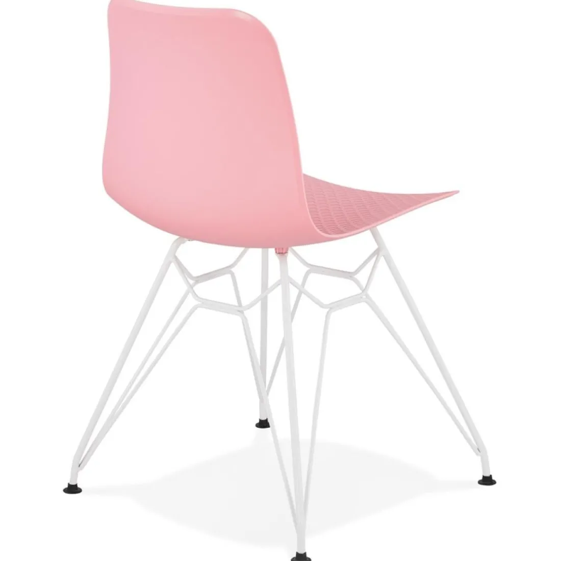 Chaise moderne 'GAUDY' rose avec pied en métal blanc