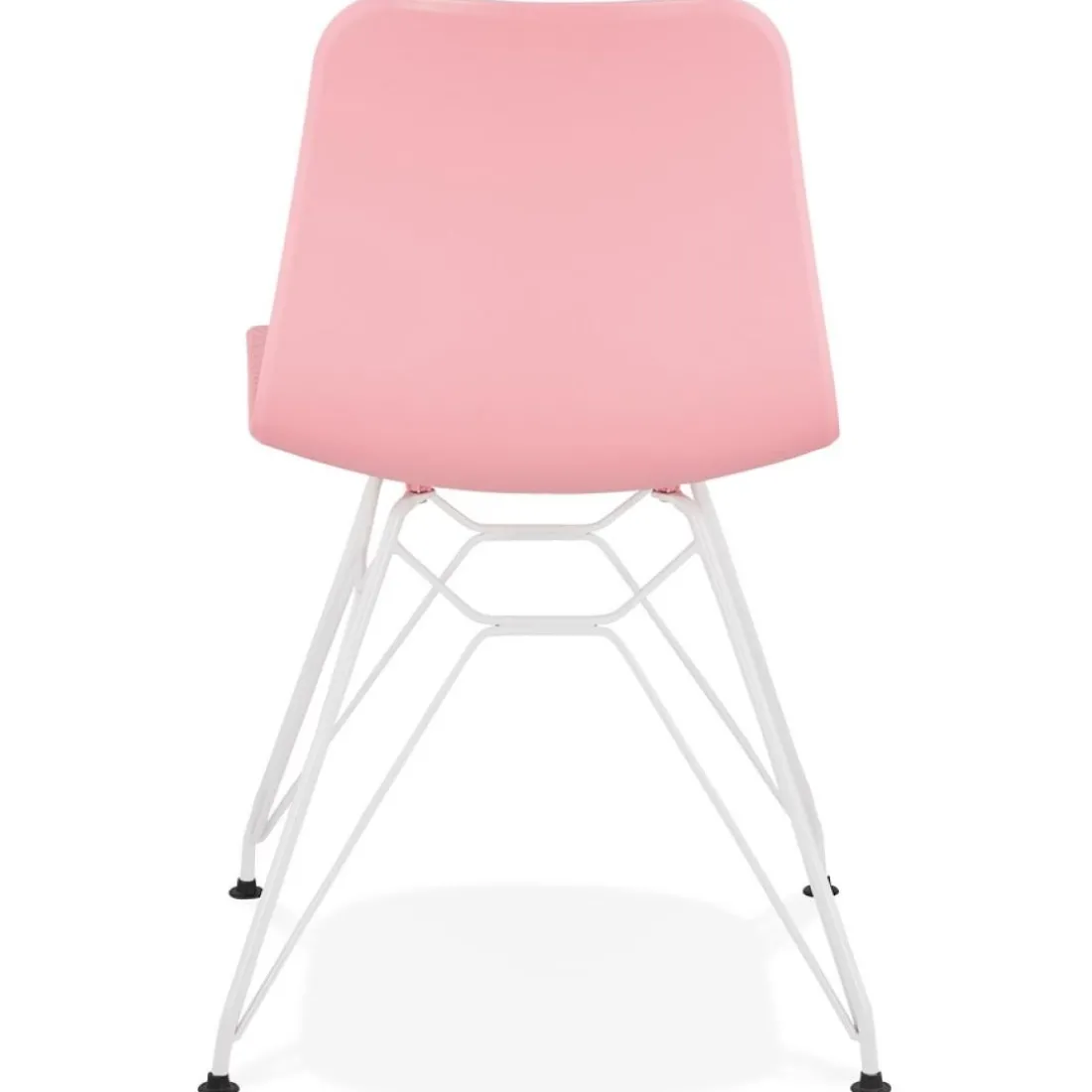 Chaise moderne 'GAUDY' rose avec pied en métal blanc