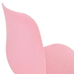Chaise moderne 'GAUDY' rose avec pied en métal blanc