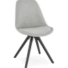 Chaise moderne 'HIPHOP' en tissu gris et pieds en bois noir