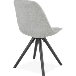 Chaise moderne 'HIPHOP' en tissu gris et pieds en bois noir