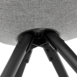 Chaise moderne 'HIPHOP' en tissu gris et pieds en bois noir