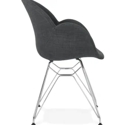 Chaise moderne 'ORIGAMI' en tissu gris foncé avec pieds en métal chromé