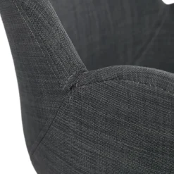 Chaise moderne 'ORIGAMI' en tissu gris foncé avec pieds en métal chromé