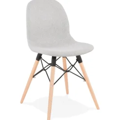 Chaise scandinave 'BIZON' en tissu gris clair