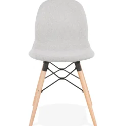 Chaise scandinave 'BIZON' en tissu gris clair