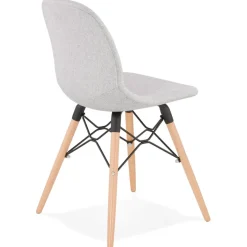 Chaise scandinave 'BIZON' en tissu gris clair