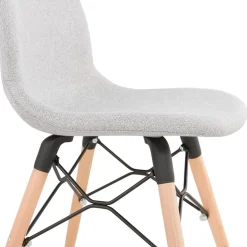 Chaise scandinave 'BIZON' en tissu gris clair